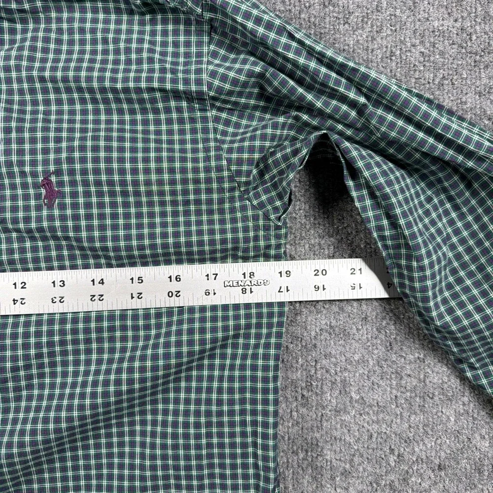 Ralph Lauren Button Down Shirt Kids‎ L 16/18 Green Plaid Long Sleeve Preppy